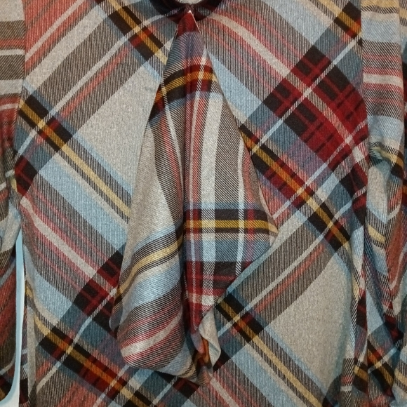 R&K Plaid Dress W/Scarf(PTP 33" L 36") - Picture 5 of 8